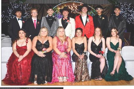 AT RIGHT: The members of the DHS Class of 2024 who attended prom. Front (L-R): Evalyn Ashley, Cassidy Farlee, Carsyn Farlee, Kamari Jensen, Taylee Jewett, and Yasmin Longbrake. Back (L-R): Alan Lemke, Case DePoy, Elijah Brewer, Bobby Brewer, Tyler Stambach, Shayden Marshall, and Kingslee Parker