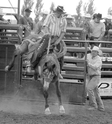 Dominik Harrison of Eagle Butte competing in ranch bronc riding.