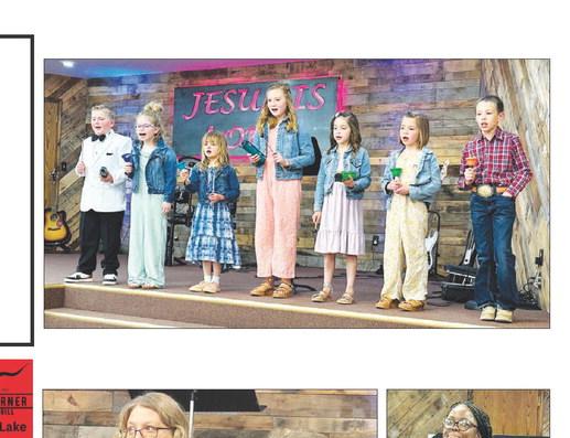 The K4J choir from Holy Cross Church performed at the annual Spring Sing Sunday evening at New Hope Church. L-R are Isaac Schweitzer, Rose Maher, Harper Biegler, Elyse Parker, Kiernan Biegler, Brie Parker, and Gunner Wright.