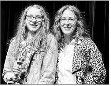 Instructor Colette Schaffer (RIGHT) presented the Studio Award to Bricelyn Pederson, the outstanding student of the year. At the recital, Bricelyn, a sixth grader, performed on guitar and piano and sang. Photos by Kathy Nelson