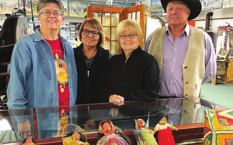 The Laundreaux family artifacts were delivered to the Timber Lake &amp;amp; Area Museum by (L-R) Donna Kersten, Rita Farlee, Susan Nelson and Jerry Farlee. Donna and Susan are daughters of Mary Acker Larson.