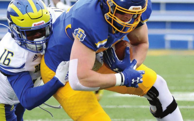Tucker Kraft will play a major factor for the South Dakota State Jackrabbits in the upcoming FCS football playoffs. Kraft, a sophomore at SDSU, has 6 touchdowns this season. Photo by GoJacks.com