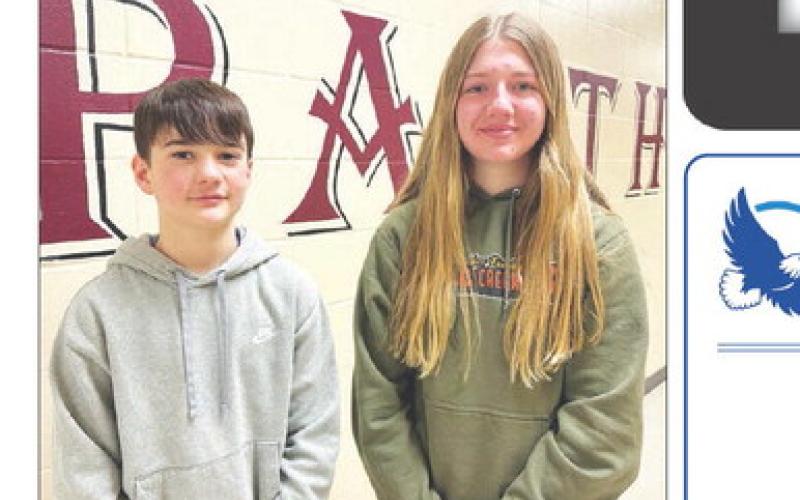 Seventh graders L-R: Blake Lei (winner) and Addison Lindskov (alternate). NOT PICTURED: Thomas O’Bryan (winner).