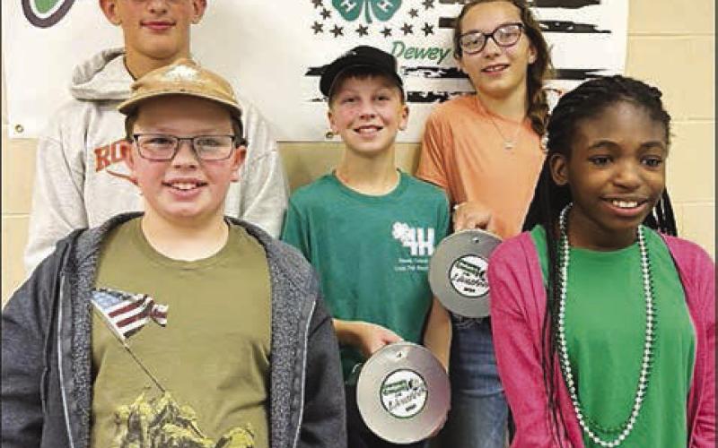 Livestock Awards. These members displayed animals at the local Achievement Days. Front Row (L-R) Garrett Nilson and Norah Huber; Back Row (L-R) Levi Berndt, Gracen Gill, and Bricelyn Pederson. Not pictured: Greyson Goldade, Lexi Locken, and Stella Nilson.