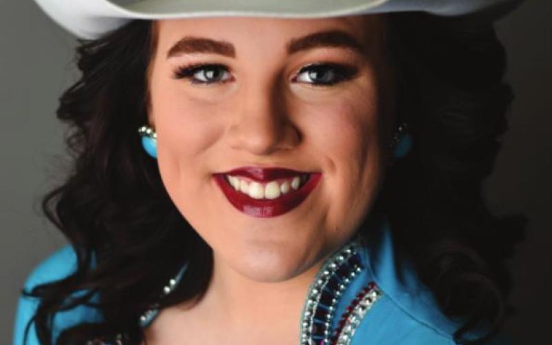 Tobi Hintz, Trail City, was first runner-up in the Queen competition at the high school rodeo finals and won the modeling section.