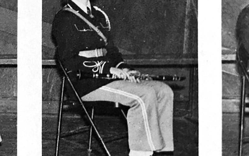 Fauneil in her high school band uniform.