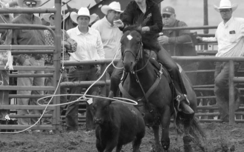 Clay Longbrake of Howes (left) and Sidni Ferguson of Dupree (above) have been steady competitors at area rodeos this summer. With just a couple of weeks remaining in the South Dakota Rodeo Association season, both are hoping to punch their tickets to the SDRA Finals Rodeo on Sept. 19. File photos by Jon Flatland