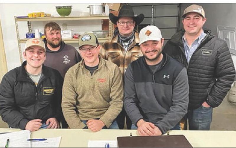 Directors of the Timber Lake Rodeo Association elected December 21 are FRONT (L-R): Shaun Maher (president), Derek Long (vice-president), Brent Schweitzer (treasurer); BACK: Terry Aberle (director), Rusty Gebhardt (secretary) and Patrick Maher (director). NOT PICTURED: Mark Leibel (director). Photo by Kathy Nelson