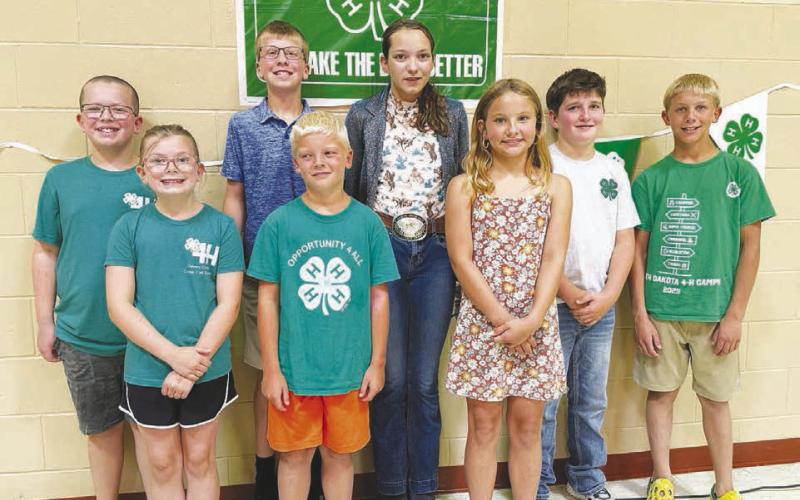 ABOVE: 4-Hers who perfomed in the music contest were (front, l-r) Stella Nilson, Eli Zeug, Sophia Gross; back: Garrett Nilson, Gracen Gill, Bricelyn Pederson, Luke Biegler, Isaac Zeug.