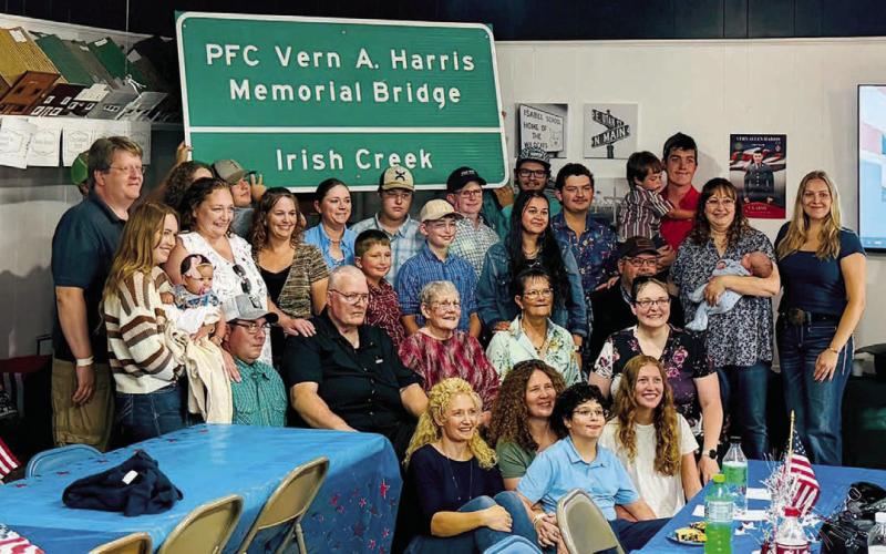 Members of the Harris family gathered for the dedication ceremony.