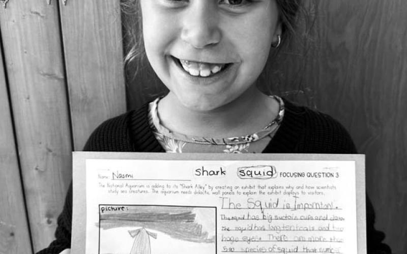 Naomi Goldade: “I learned about the ocean’s food chain. In the food chain there is the sun, phytoplankton, zooplankton, small animals, large animals, and marine snow.”