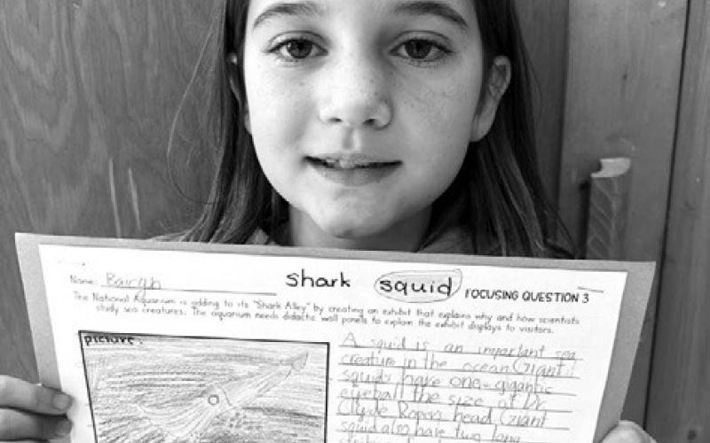 Baicyn Lei: “I learned that sperm whales eat giant squid. The giant squid are 16 to 20 feet long.”