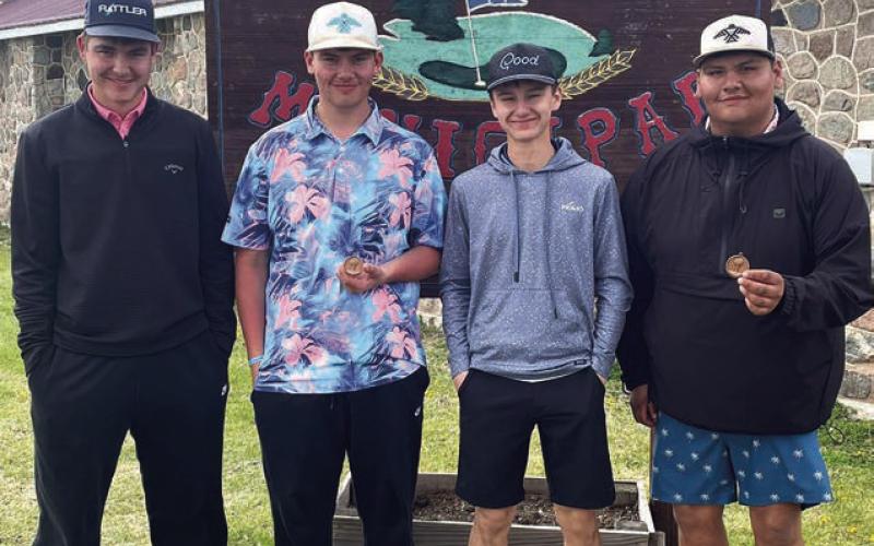 Timber Lake’s boys golf squad consists of (l-r) Kanton Hunt, Hadley Thompson, Kruz Lindskov and Hayden Thompson.