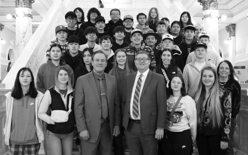 The Dupree High School Senior Class and their Govt/Sr. English instructor, Mrs. Fordyce traveled to Pierre to visit the capital, meet with Gov. Larry Rhoden, Representative Jana Hunt and many other officials. During their visit the class watched the House and the Senate in action and listened to testimony on several bills, as well as key votes on bills and the 46th year of trade ceremony between the SD Wheat Council and the Taiwanese Government.