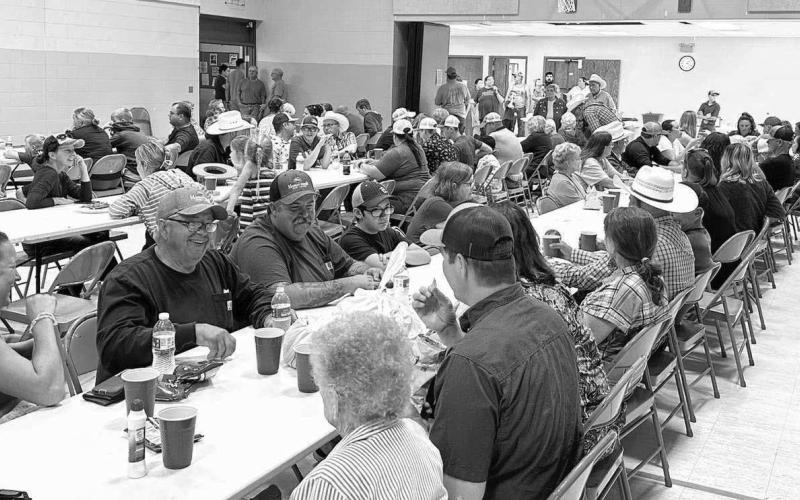 A large crowd turned out for the Timber Lake Fire Department’s Independence Day cookout, which was held at the Timber Lake Community Center last Thursday, July 4. The event featured bouncy rides for the kids, bingo, giveaways and great food. Photo by Kathy Nelson