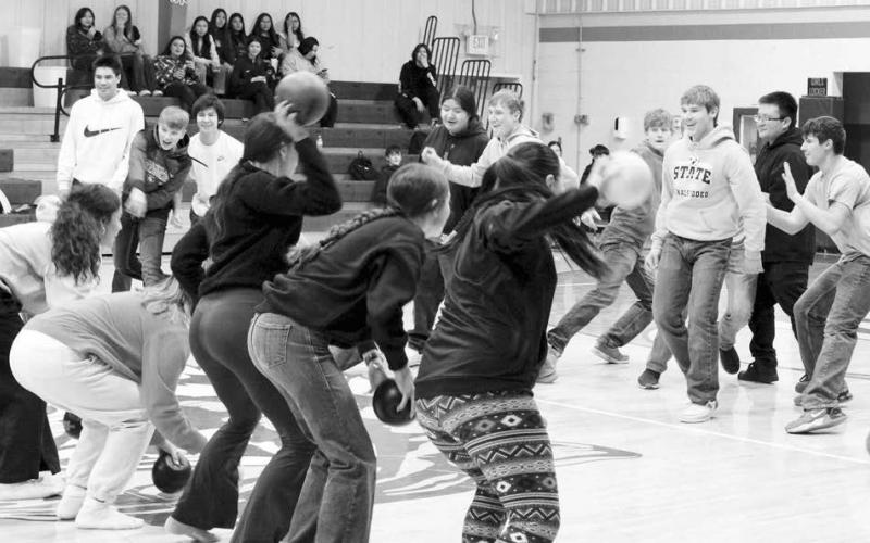 The Dupree School’s Student Council sponsored March Madness last week with a variety of games and fun events, including 3-on-3 hoops, dodgeball, corn hole and more. Above, a group of girls made quick work of the boys team in dodgeball. Photo by Patty Peacock