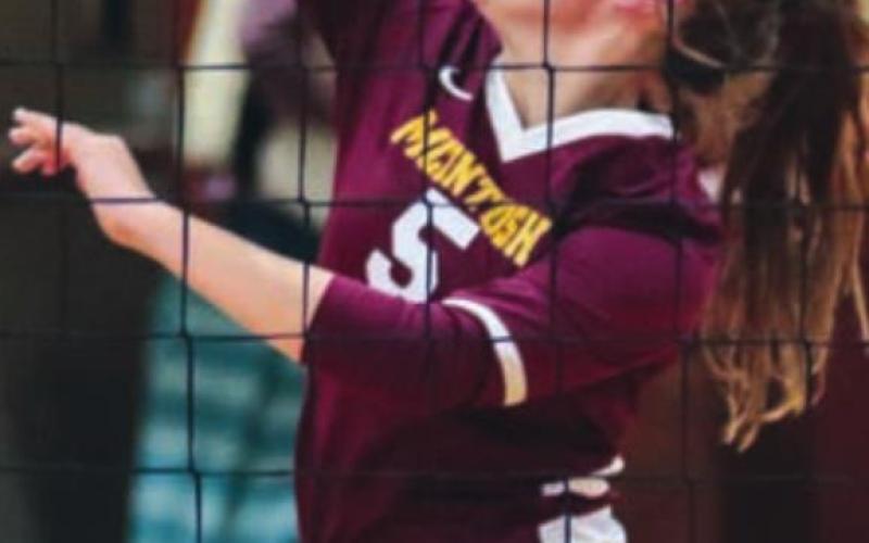 McIntosh freshman Carlie Lafferty spikes the ball for the Tigers in regular season action.