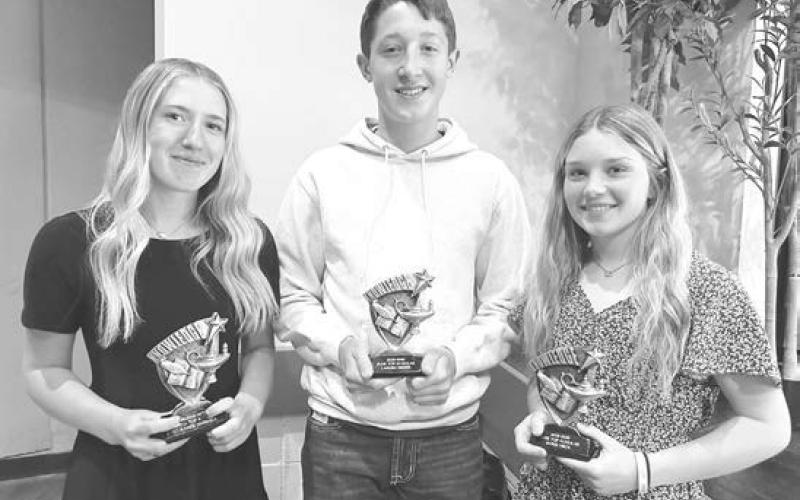 Sophomore Top Scholars Kamee Mareska, Landen Bieber, and Korbi Heck