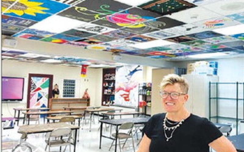 Art teacher Heather Kraft is happy with the fresh look that new flooring and new sinks give to the art room.