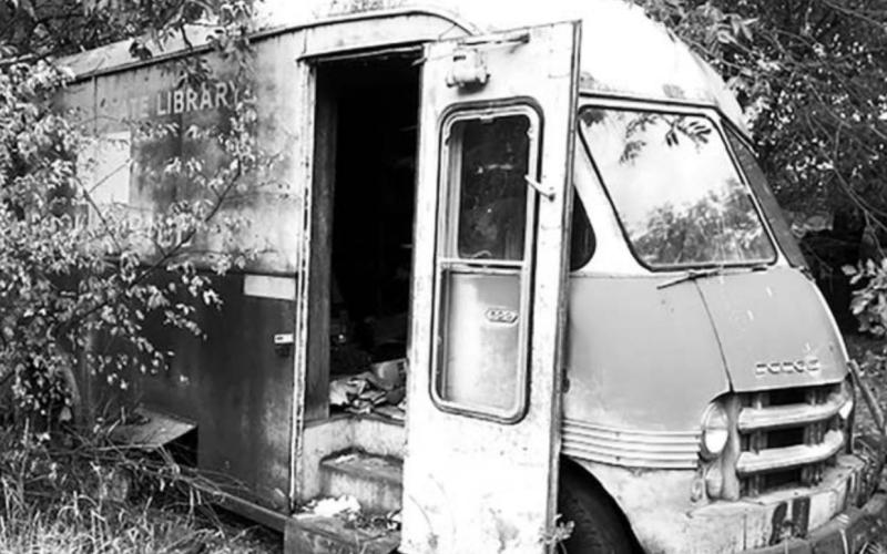 The old South Dakota State Library Bookmobile that delivered books to schools in Dewey, Corson and Ziebach counties 50-60 years ago, had been sitting on a vacant lot in Isabel until it was moved to Timber Lake. It’s parked behind the Tribute to Rodeo sculpture and the Blacksmith Shop.