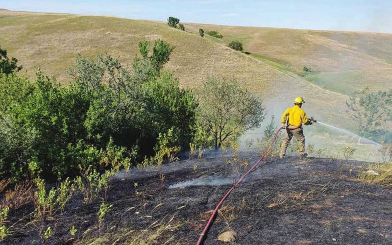 The Timber Lake Fire Department was called out to a large prairie fire northeast of Wakpala on Monday, June 21, where local firefighters assisted departments from Mobridge, Trail City, McLaughlin, Fort Yates and the Bureau of Indian Affairs. About 163 acres burned in the blaze, which was pushed by a mild but steady breeze. No cause for the fire has been determined.