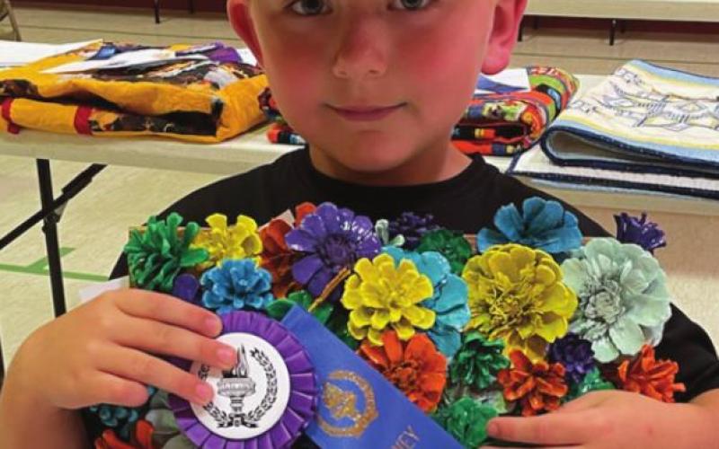 Isaac Schweitzer won the Grand Champion ribbon for creative hobbies in the open class.