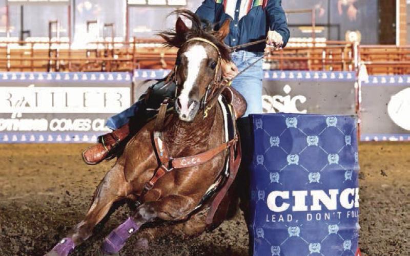 CeCe Cowan of Eagle Butte won last Saturday’s round of barrel racing at the National Jr. High Finals Rodeo bur a tipped barrel in the short-go dropped her to 17th overall at the end. She was eighth in the race for All-Around Rookie Cowgirl.