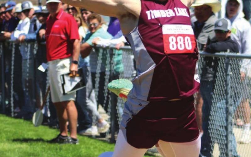LEFT: TLHS senior Hank Kraft competes in the triple jump, where he repeated as state champion. Photo courtesy of Ryan Deal, 605 Sports