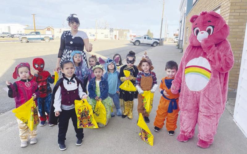 The Timber Lake Head Start kids and their teachers toured Main Street looking for treats.