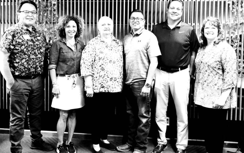 Directors present for the South Dakota Native Homeownership Coalition’s first board meeting were (L-R) Elias Mendoza, South Dakota Native Homeownership Coalition Program Director; Tawney Brunsch, Board Secretary; Sharon Vogel, Board Chairwoman; Eric Shepherd, Board Vice-Chairman; Juel Burnette III, Board Member; and Lori Moen, Board Treasurer.
