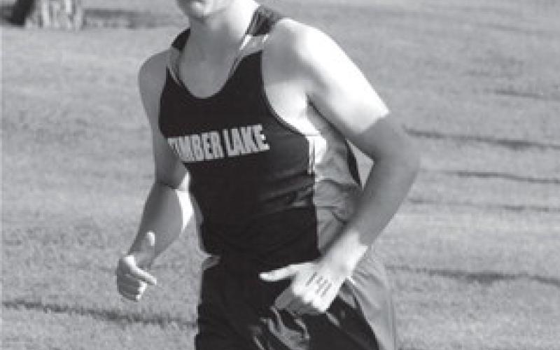 Timber Lake’s Charlie Hornick posted a 20th place finish at the Little Moreau Conference Cross Country Meet held Monday, Sept. 25, in Lemmon. The Dupree Tigers captured the boys varsity team title at the event. Photo by Jon Flatland