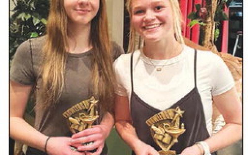 Sophomore Top Scholars: (l-r) Gailup Bollinger and Hailey Roggow