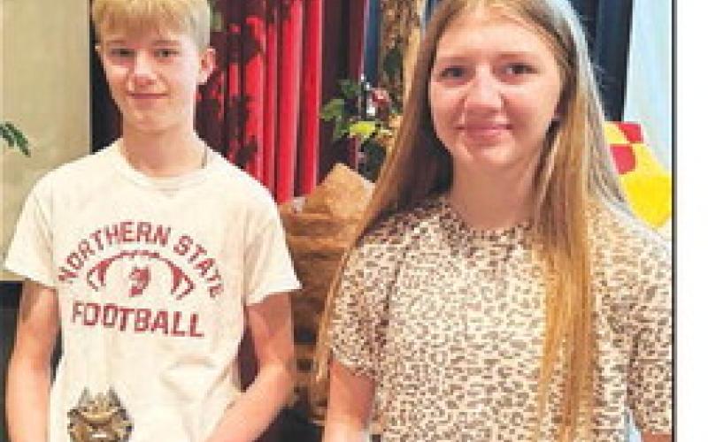 7th Grade Top Scholars: (l-r) Owen Schweitzer and Addison Lindskov