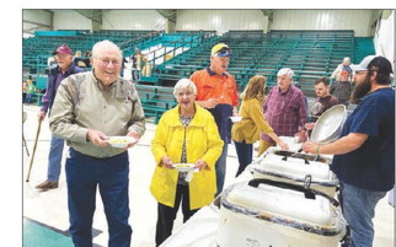 Wesley and Corrine Arnold of McIntosh enjoyed soup and pie at the Isabel Volunteer Fire Dept. supper last Saturday.