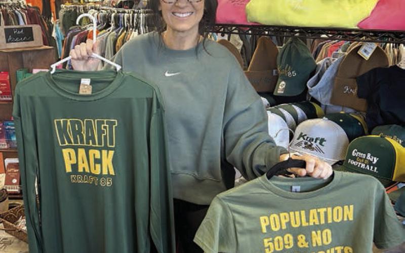 Becky Booth of Dakota Image in Timber Lake shows off a few of her hottest selling Tucker Kraft shirts.