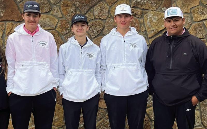 Members of the Timber Lake Boys Varsity golf team are (l-r) Kanton Hunt, Kruz Lindskov, Hadley Thompson and Hayden Thompson.