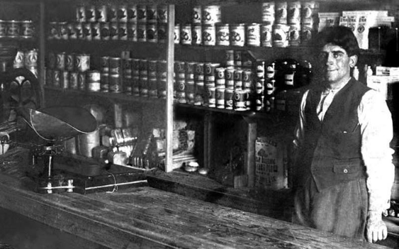 Wenzel Leff in his store in Timber Lake in 1910.