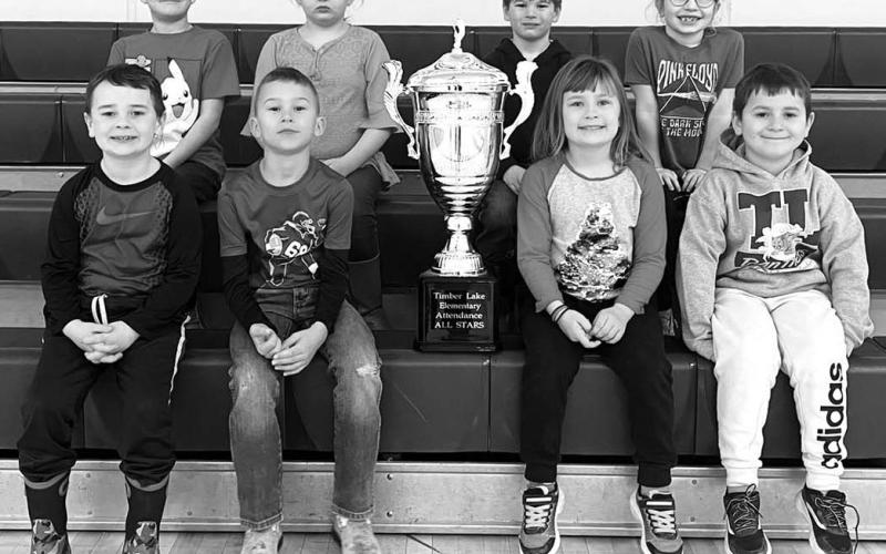 Ms. White’s 1st Grade Class FRONT (L-R): Paxton Schweitzer, Brock Locken, Clara Nilson,Tash Paxton; BACK: Kia Pickner, Mine’ Baker, Baylor Lei, Rose Maher.