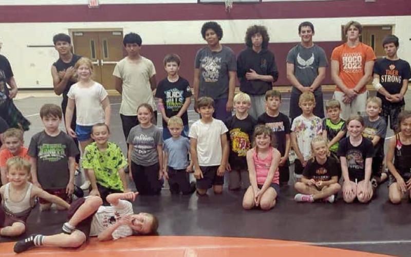 The Timber Lake AAU Wrestling program hosted a youth wrestling camp recently, with more than 35 young grapplers attending. The camp was led by 2025 Division II National Champion Cael Larson and area coaches. Submitted Photo
