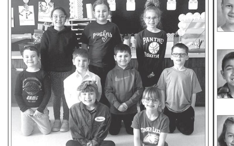 Josie White’s First Grade class with 93.83% attendance. FRONT (L-R): Clara Nilson, Harper Biegler; 2ND ROW: Paxton Schweitzer, Baylor Lei, Tash Paxton and Lincoln Aberle; BACK: Sophia Ley, Mine’ Baker, Rose Maher.