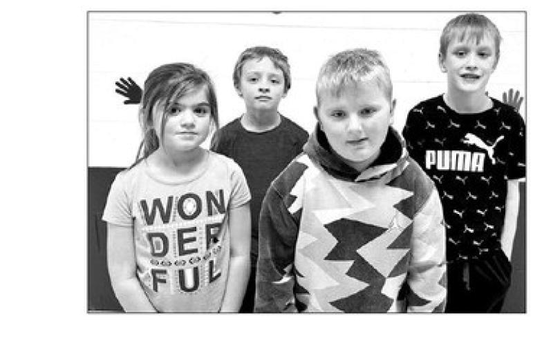 NWAS Spelling Bee winners from Timber Lake Elementary School (l-r) Tabitha O’Bryan, Ben Mareska, Isaac Schweitzer, and Mason Hollenbeck.