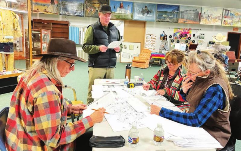 Plans for redesigning the Native American exhibit at the Timber Lake &amp;amp; Area Museum are the focus of a committee working with Dr. Craig Howe (LEFT) of the Center for American Indian Research and Native Studies at Martin. Committee members are L-R Jeff Mowrer, Lori Ward, and Melody Marshall.
