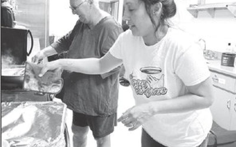 Gina Simon, right, is the new head cook for the Timber Lake-Isabel Senior Meals Program and will also serve as meals site co-manager with Margaret Holloman, left. The meal site moved to the Timber Lake Community Center from Isabel last week. Photo by Kathy Nelson