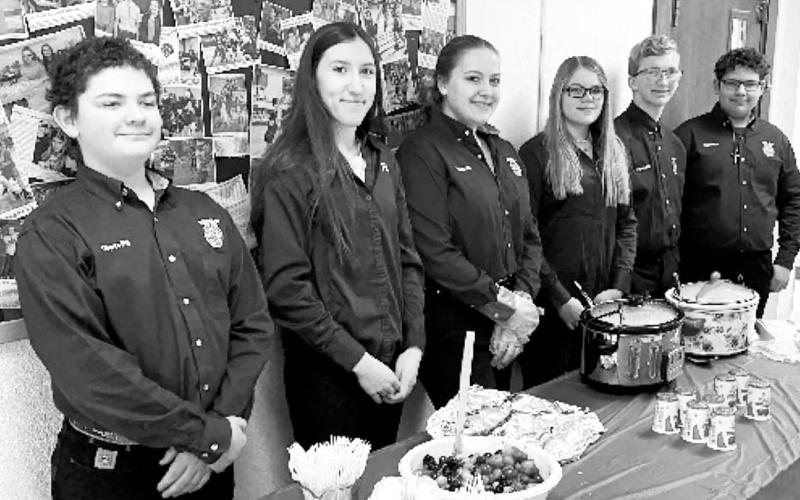 LEFT: Pictured here ready to serve the staff are (L-R) Maverick Lemke, Minda Woodward, Erin Lemke, Trinity Leithauser, Case DePoy, and Wyatt Lemke. NOT PICTURED: Macey McKenzie.