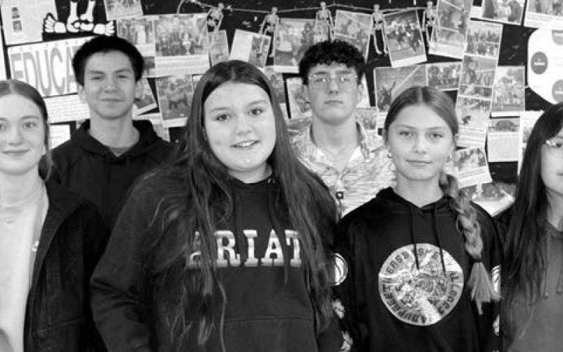 The students are chosen based on nominations by Dupree staff and each are awarded a $20 gift card to the Dupree LTM. Front (L-R): JC Pederson, Pace Maynard, Maddlyn Red Bear, and Bayleigh Cudmore; back (L-R): Joseph Brewer and Traden Meeks.