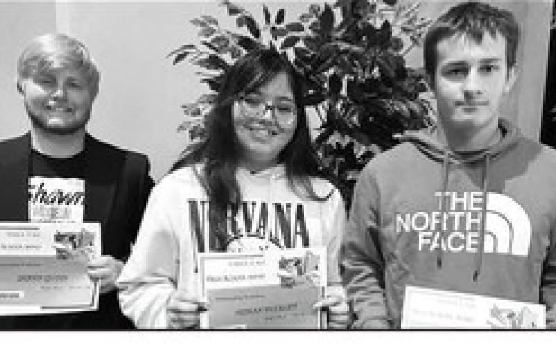 L-R: Shawn Quinn, Ikeeah Buckley, and Landon Lemburg received the top high school band awards.