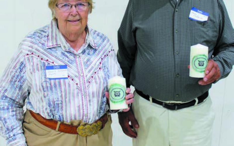 Class of 1963 Driving in to share how they’ve been doing since graduating from Isabel High School 60 years ago were (L-R) Gloria (Zahrowski) Kautz and Armin Finkbeiner.