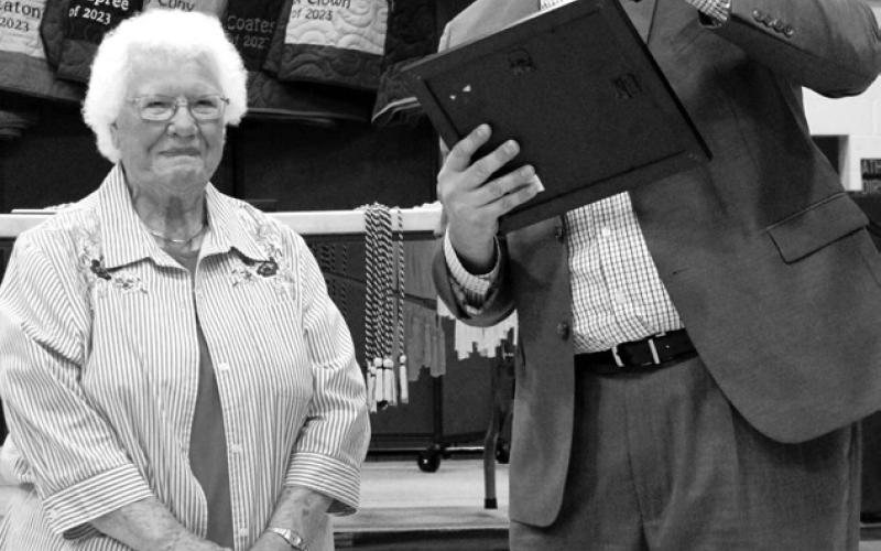 Twila Schuler was recognized by Vitalant Blood Services for her many years of conducting blood drives in Dupree. She managed more than 60 community blood drives and donated herself 59 times.