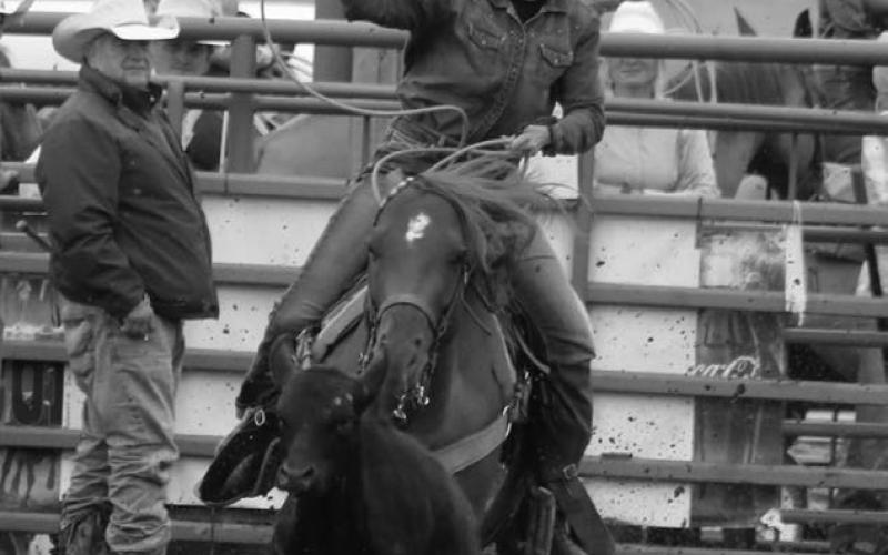 Jacque Peterson of Isabel won the South Dakota Rodeo Association’s yearend women’s breakaway roping championship and also won the average at the SDRA Finals Rodeo held recenlty in Huron. Topic file photo by Jon Flatland