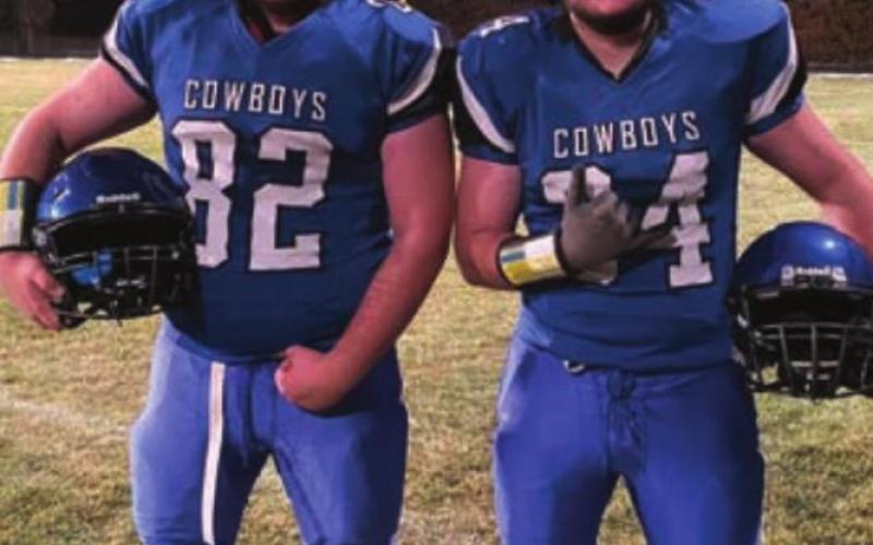 Senior brothers Riley (82) and Logan (34) Lafferty helped the Lemmon/McIntosh Cowboys to an 8-0 regular season record and a 2-1 playoff record.